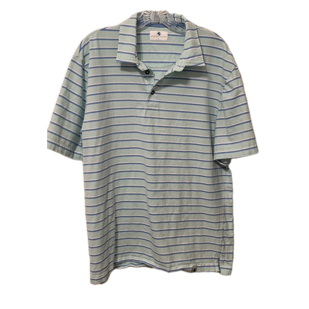 Southern Proper Shirt Men's Sz Large Striped Polo Short Sleeve Preppy